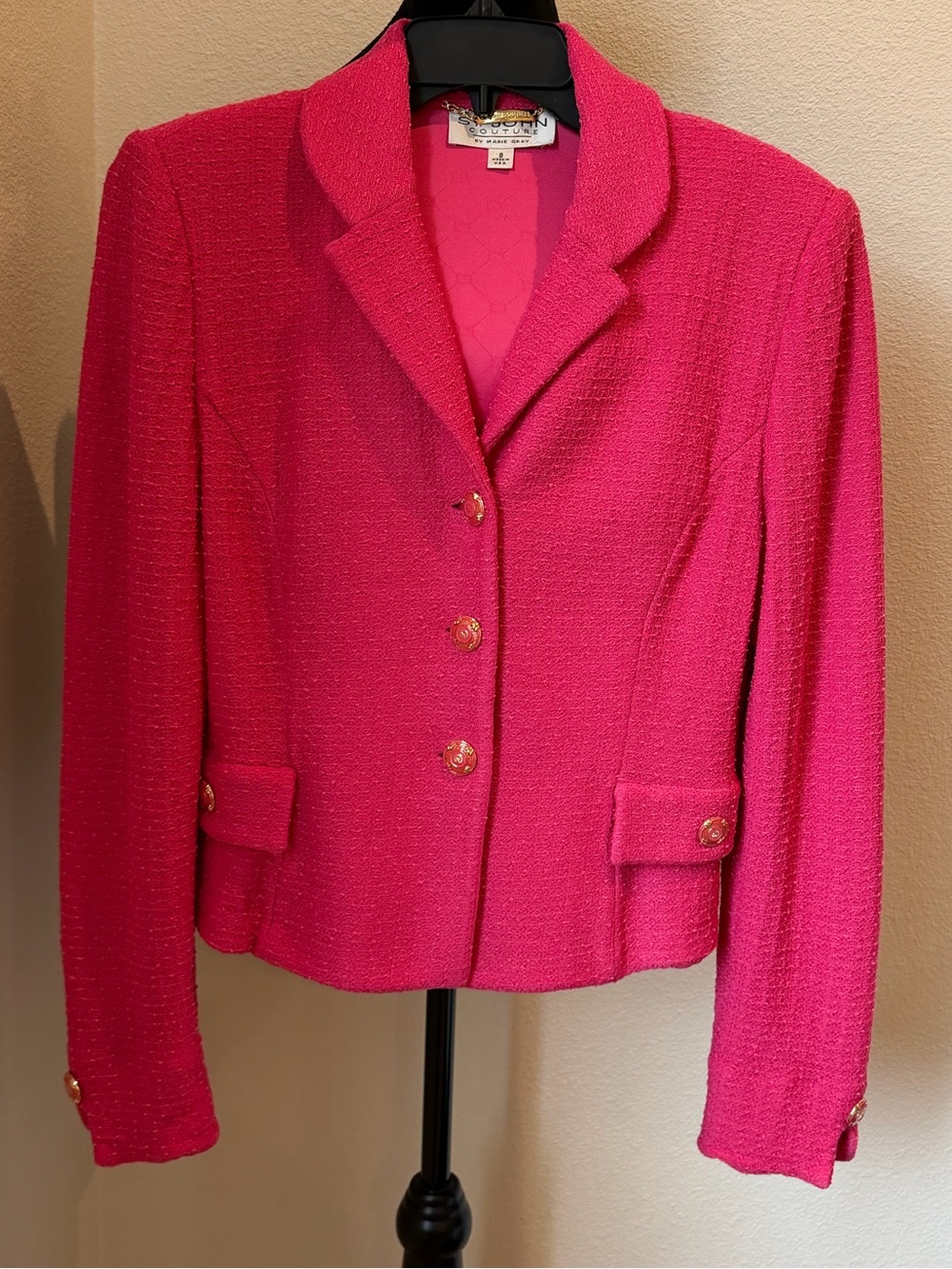 ST John Couture Bright Pink Women's by Mary Gray Jacket - Classic Button Front